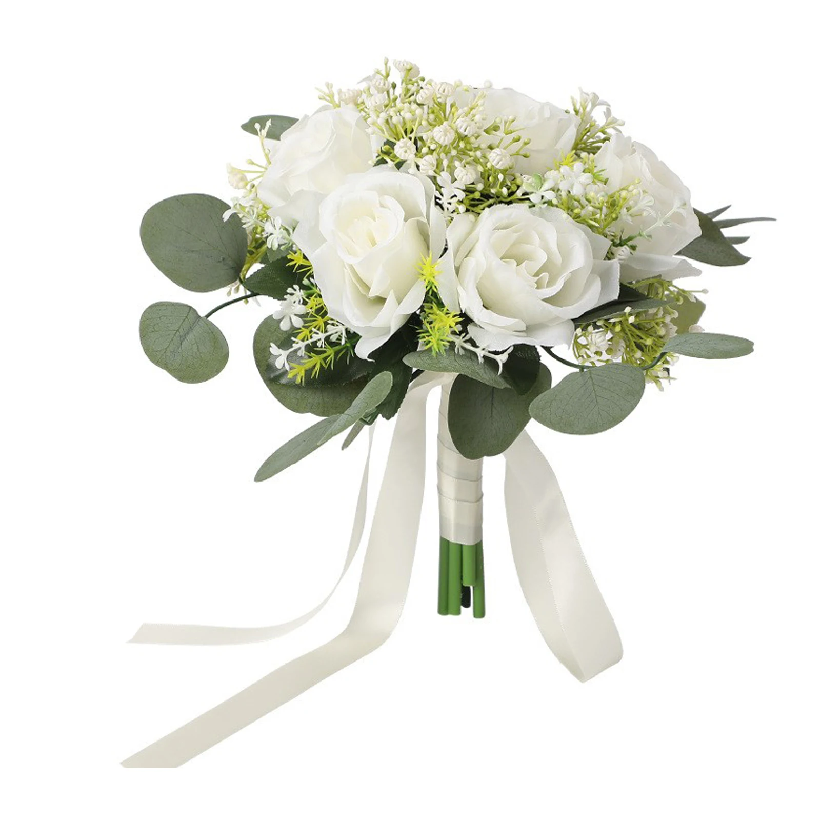 

Simulated White Green Eucalyptus Leaves Gypsophila Fake Flower Bouquet Party Flower Arrangements Props Wedding Home Decoration