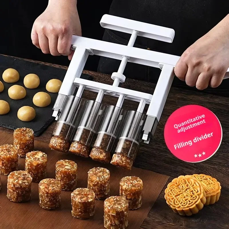 4 Cavity Mooncake Filling Divider Quantitative Dispenser Manual Dough Divider for Baking