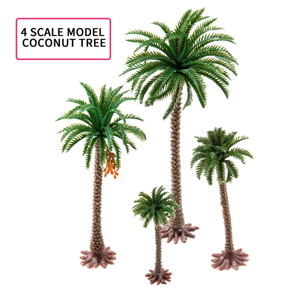 4pcs/set Miniature Palm Trees 6/9/12/15cm Green Plant Toys Model DIY Outdoor Scene Kits Architecture Building Layout for Diorama