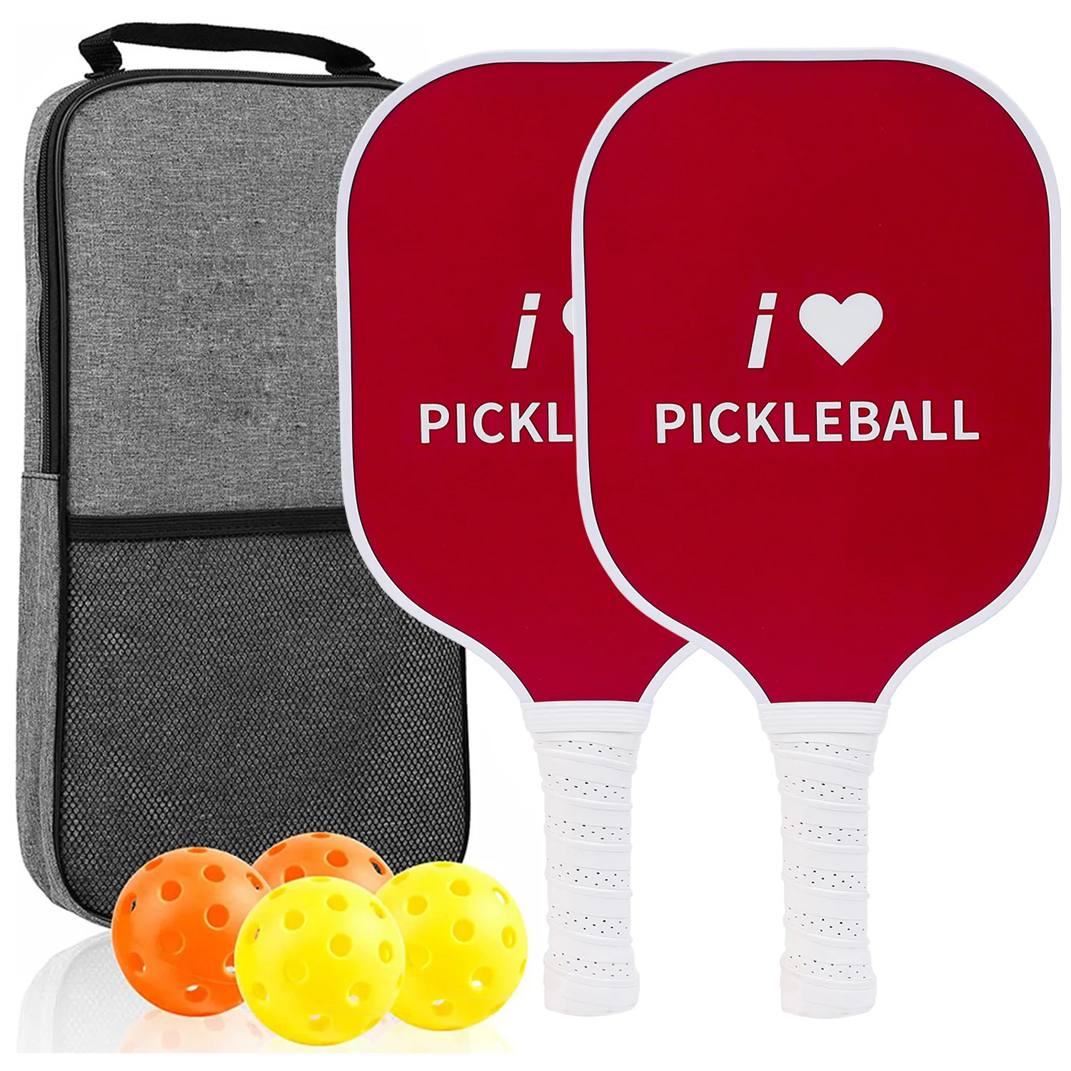 

Carbon Fiber Pickleball Paddles Set of 2 Fiberglass Pickleball Set Non-Slip Ergonomic Soft Grip Balls Bag Gifts for Men Women