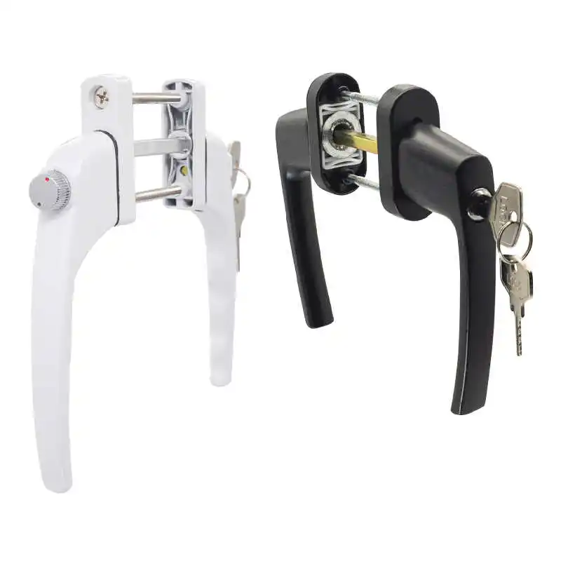 1PCS Plastic Steel Door Through Drive Handle With Lock And Safety Swing Door And Window Hardware Accessories Door Lock