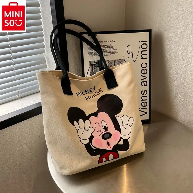 

MINISO Большая вместительная Холщовая Сумка Микки 2024 весна/лето новая мультяшная фотосумка