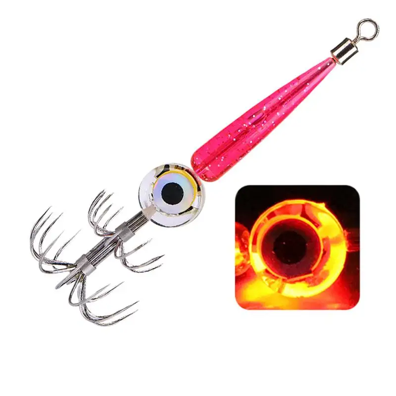 

Luminous Squid Jig Hooks LED Waterproof Fishing Lure Light Squid Hook Electronic Squid Lure Light Hook Squid Jig Hook Kit For