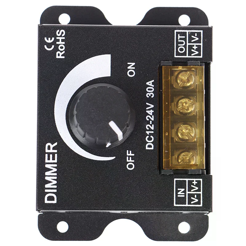 

Регулятор напряжения DC12V-24V для светодиодных лент и ламп, 30А 360Вт, с функцией диммирования