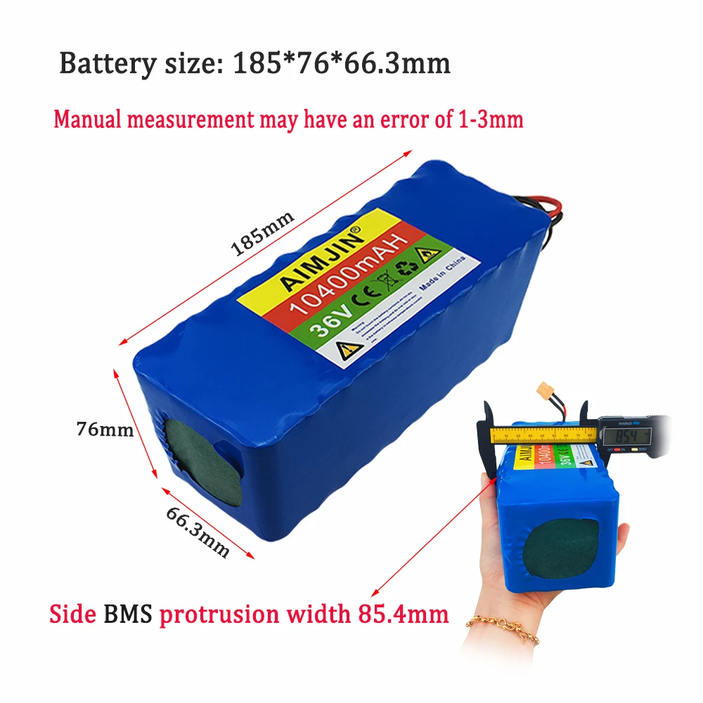 36V battery 10S4P 10400mAh battery pack 1000W high-power battery  with BMS/30A fuse+42V 2A charger