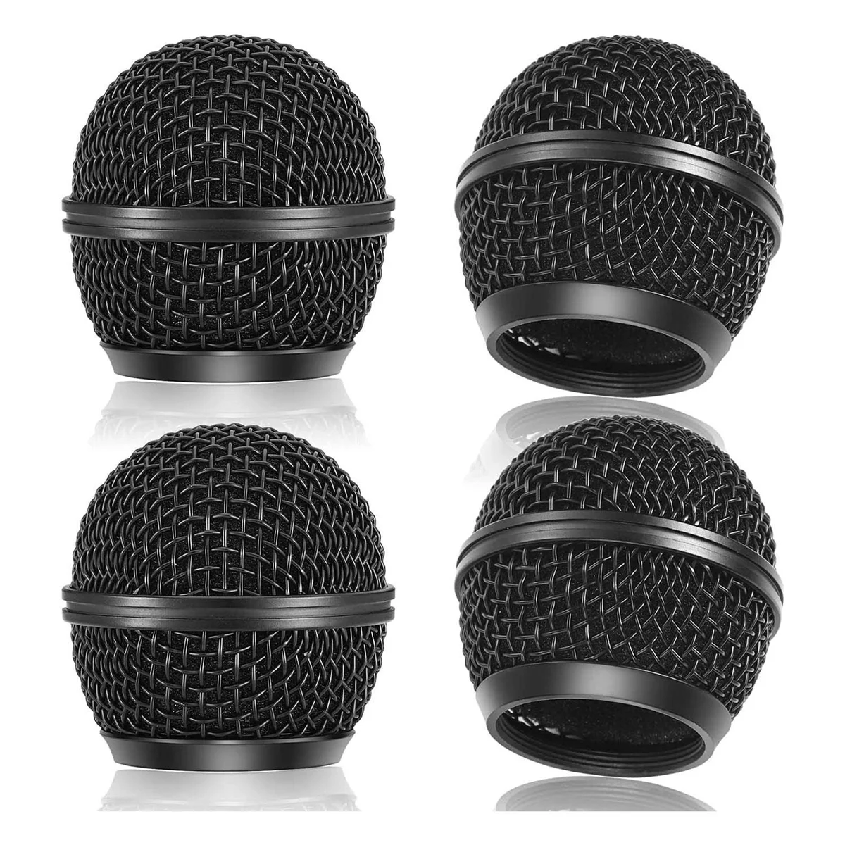 

4PCS Mic Grille Replacement, Mesh Microphone Grill Head for SM58 Wireless Microphone & Wired Mics, Black