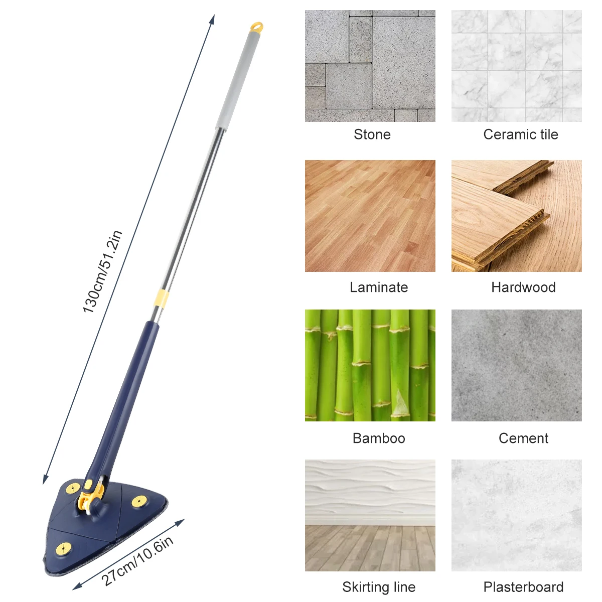 Telescopic Triangle Mop 360° Rotatable Spin Cleaning Mop Adjustable Squeeze Wet and Dry Ceiling Cleaning Home Window Floor Tools