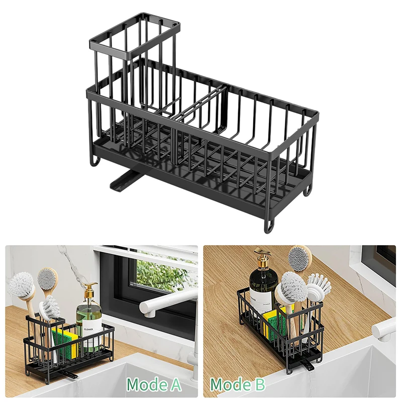 

Kitchen Carbon Steel Storage Rack, Self-Draining Cloth Rack, Non-Drilling Countertop, Household Faucet Sink Racks Organizer