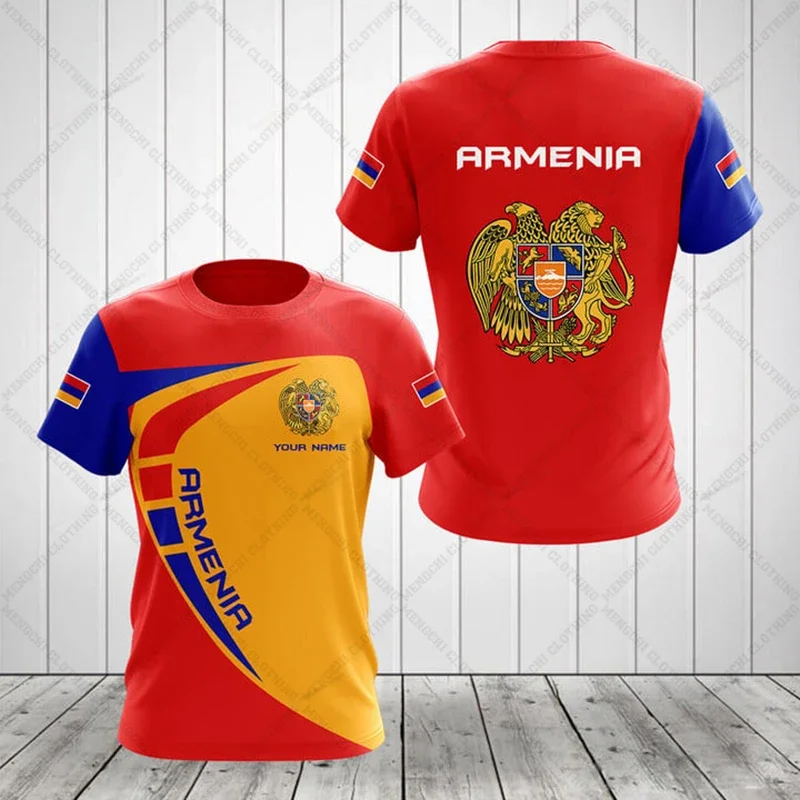 أرمينيا العلم ومعطف الأسلحة الجرافيك المحملة الصيف بلوزة كاجوال الرجال موضة فضفاضة تي شيرت الصبي المتضخم قصيرة الأكمام بلايز 6XL