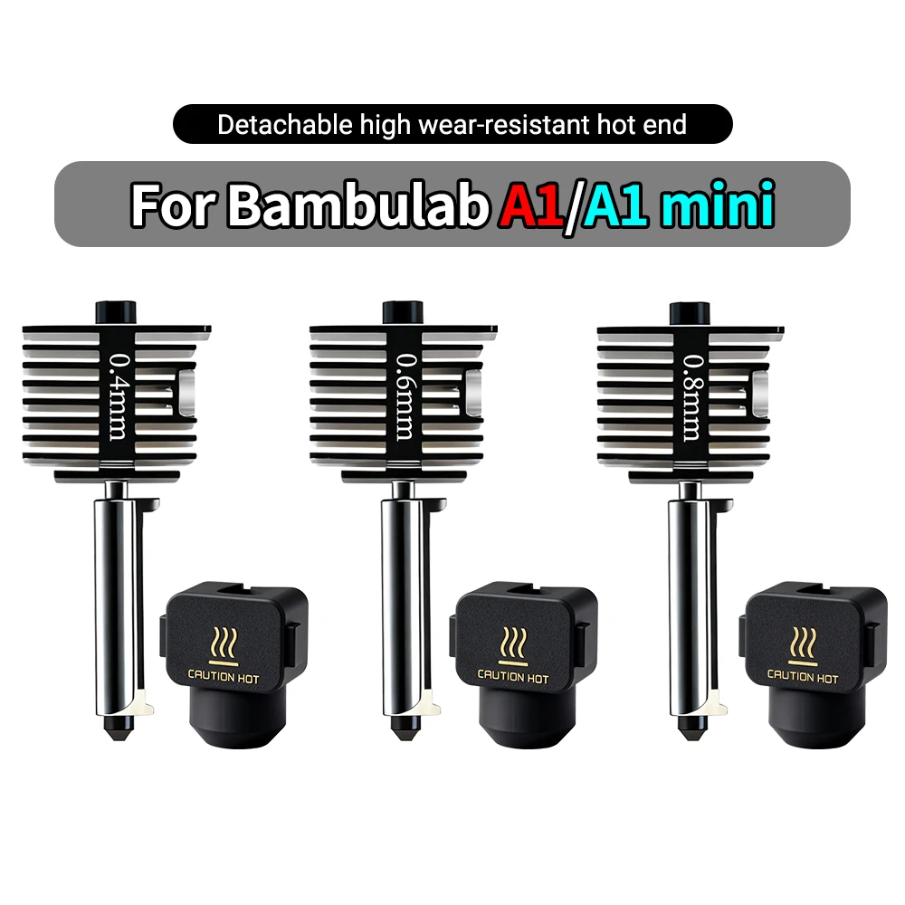 ホットエンドキット BambuLab A1/A1 ミニ高速ホットエンドアセンブリ 0.2/0.4/0.6/0.8 ミリメートル硬化鋼ノズル 3D プリンタ部品