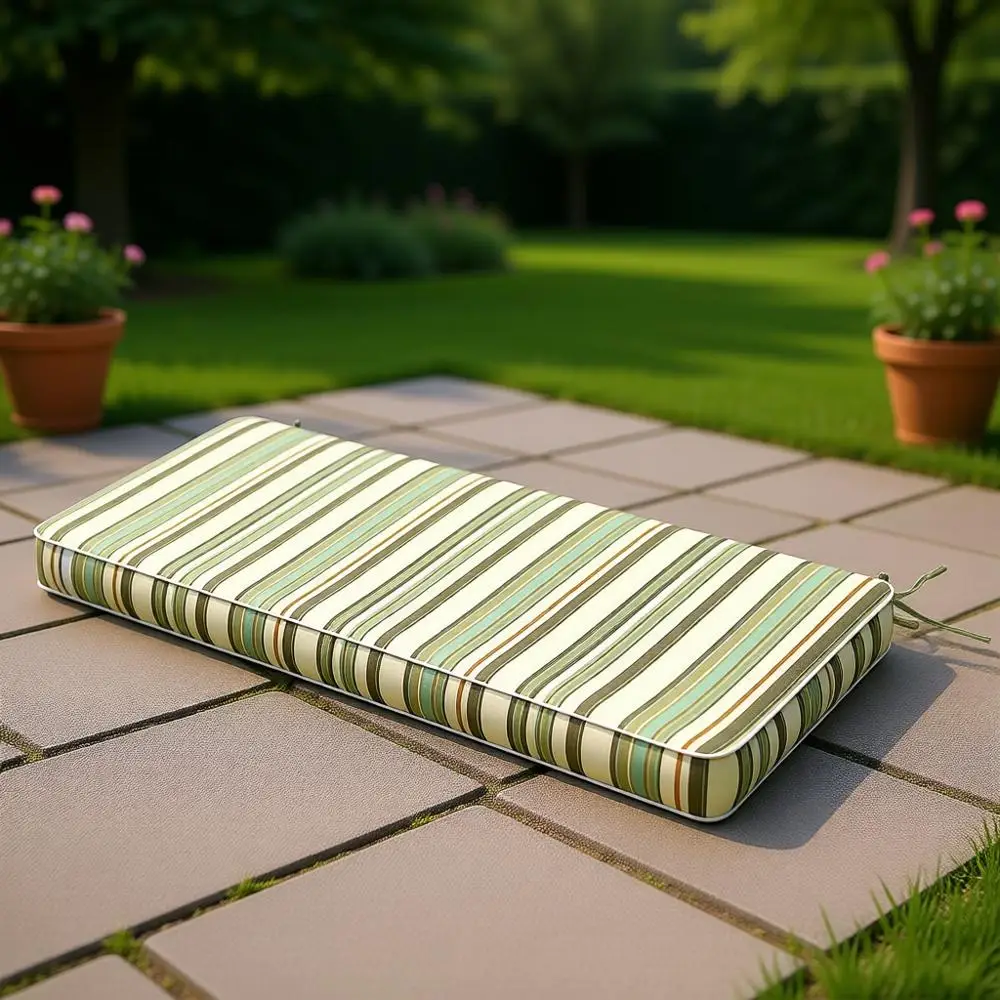 

Water-Resistant Outdoor Bench Cushion, 48x18x3 Inches, Stripe Onyx, Patio Furniture Replacement Cushion Settee Loveseat
