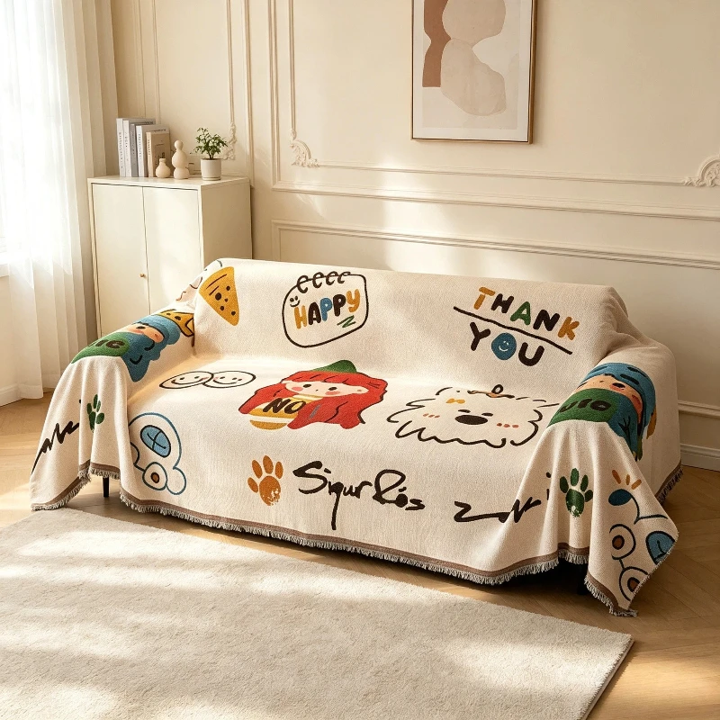 L-Shaped Sofa Towel Universal Sofa Cushion All Season Universal Sofa Cover Blanket One-Piece All Inclusive Sofa Cover