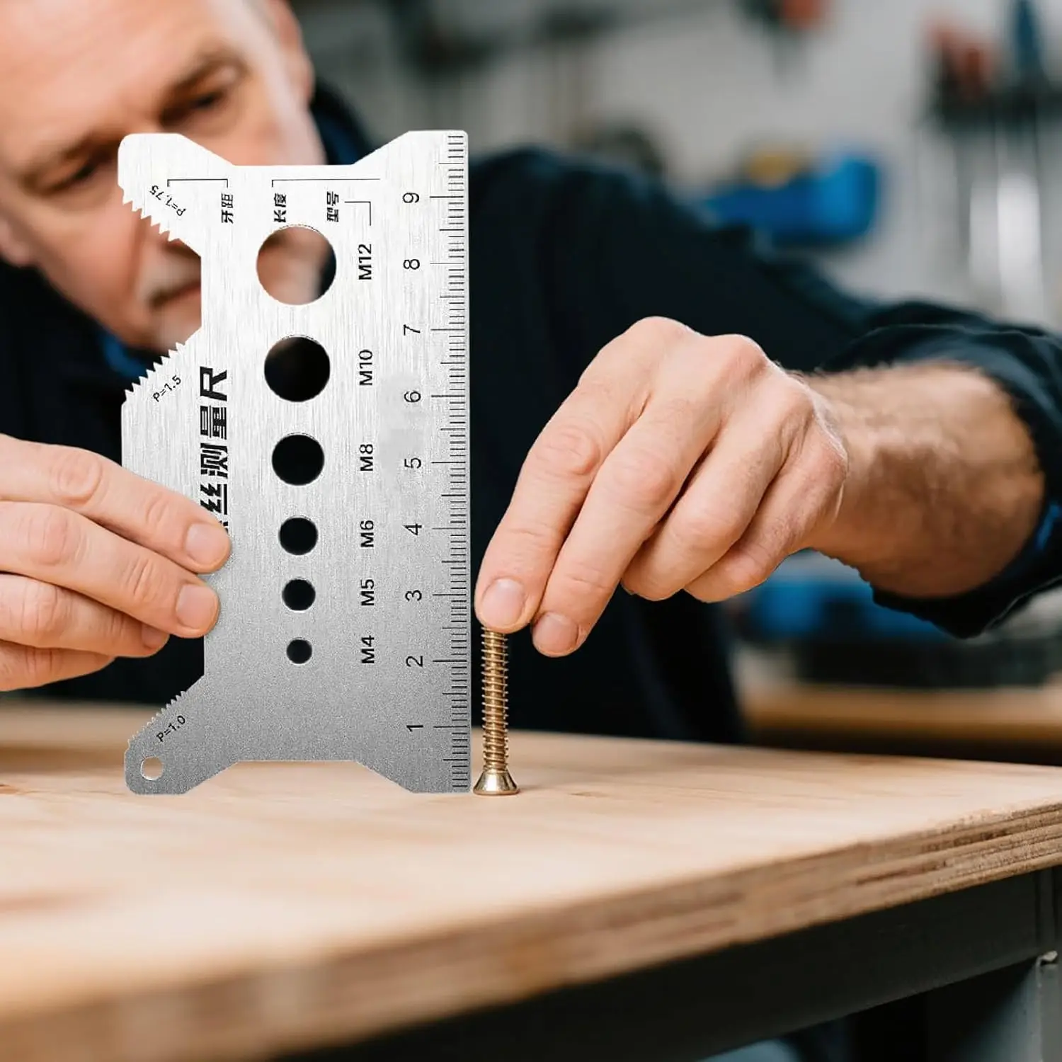 Hot Bolt Measuring Tool Bolt Thread Stainless Steel Caliper Flat Double-Sided Screw Measuring Device for Pattern Jewelry Watch