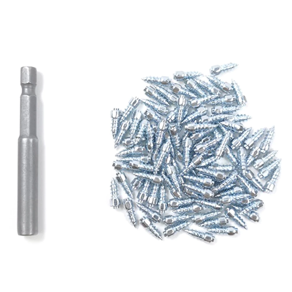 ABVE-100Pcs Spikes for Tires Universal Scooter Wheel Tire Snow Spikes Studs Tires Anti-Slip Screw Stud Trim 4X9mm