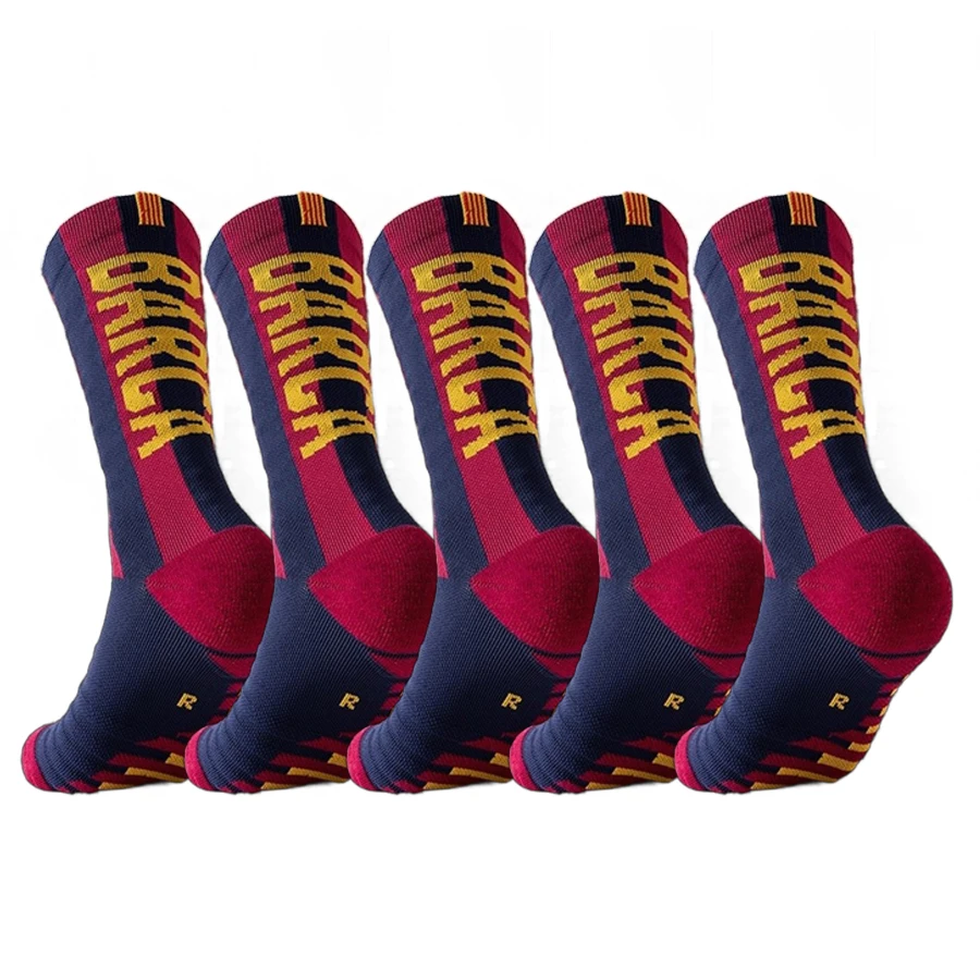 

5 pairs, men's soccer socks with anti slip and wear-resistant midsole, sports socks, basketball socks
