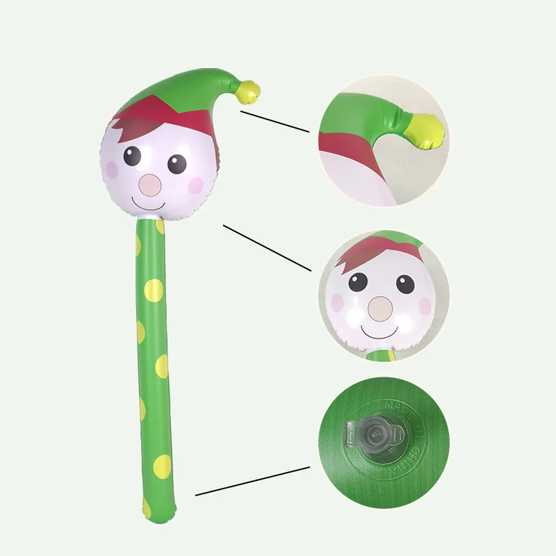 Christmas Inflatable Toys Cute Cartoon Elk Santa Claus Snowman Pattern Kids Favor Christmas Gifts Handheld Balloon Stick