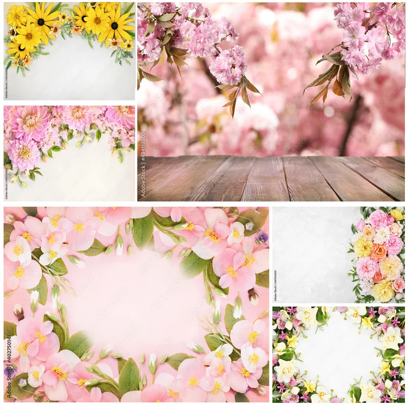 

SHENGYONGBAO Art Fabric Photography Backdrops Prop Flower Wall Wood Floor Wedding Party Photo Studio Background LLH-07