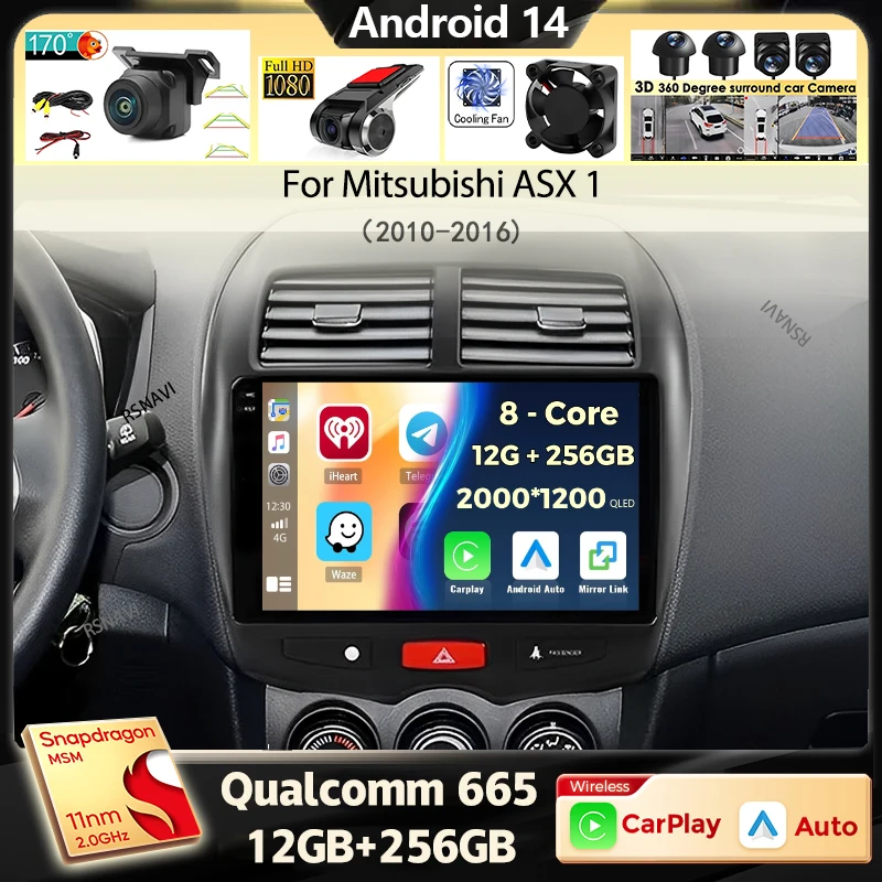 

Автомобильное радио Android 14 Carplay для Mitsubishi ASX 1 2010 2011 2012 2013 2014 2015 2016 Мультимедийный видеоплеер 2din DVD Стерео GPS