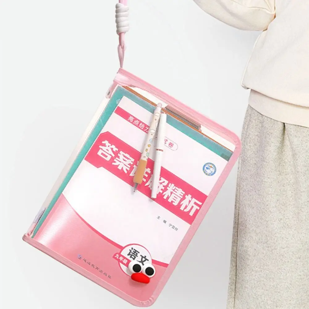 Multifunctional Test Paper Storage Bag Large Capacity Morandi Color File Folder Bag Portable Thickened A4 Zipper Pouch Kids
