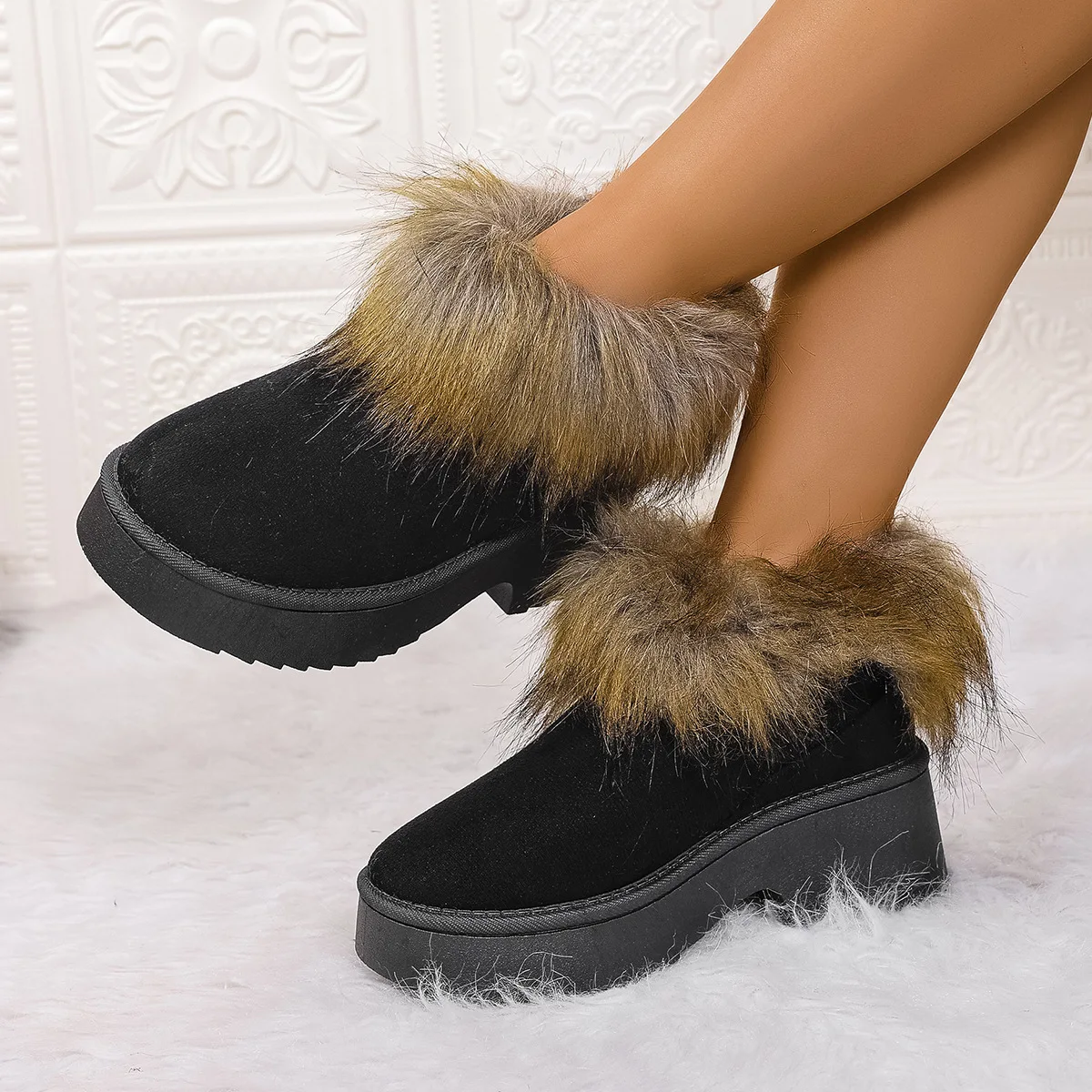

Winter 2026 New Style Round Head Women Snow Boots with Warm and Comfortable Non-slip Suede Wool Thick Soled Female Cotton Boots
