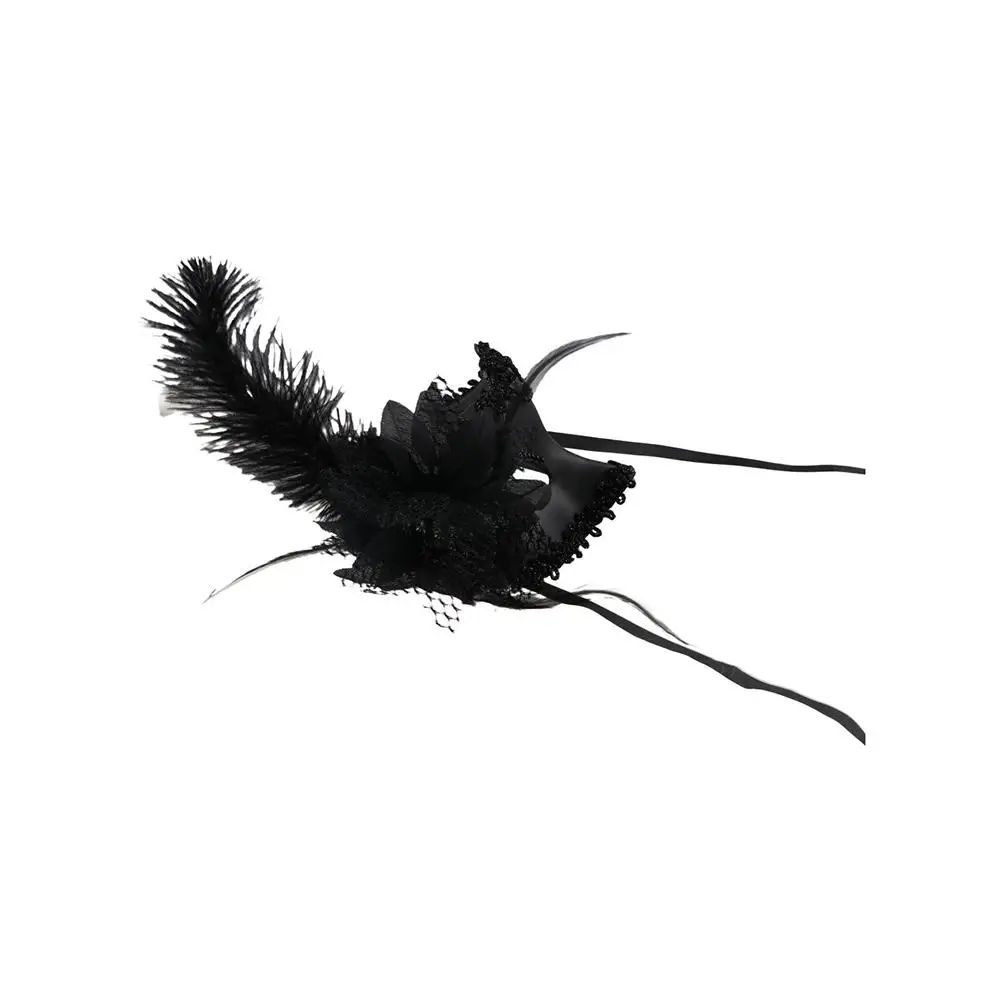 Exquisite Diamond Feather Venetian Mask Flower Bead Eye Mask Half-face Lace Flower Masquerade Mask Lady