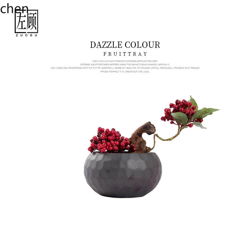 HT Artificial Floral Fortune Fruit Soft Decoration Ornament New Chinese Style Dining Table  Entrance Festive Bonsai Display