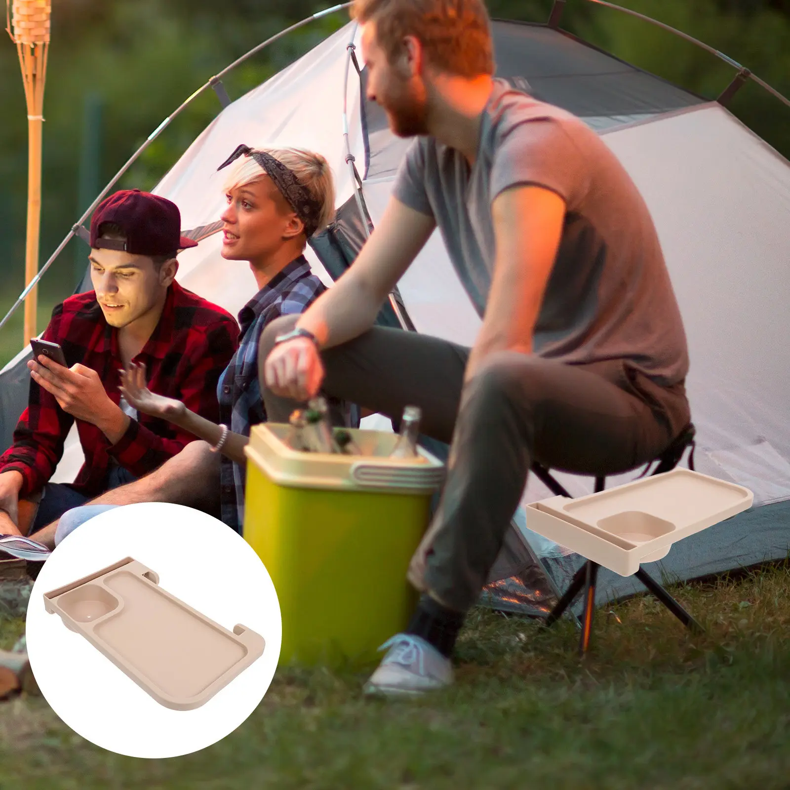 

Lawn Chair Cup Holder Portable Clip on Side Tray for Camping Beach Picnic Recliner Folding Lounge Chair Outdoor Beverage Storage