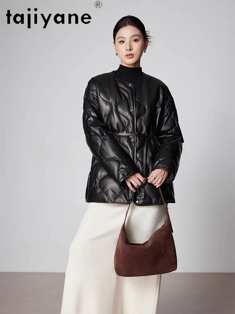 TAJIYANE Real Sheepskin Down Coat Woman 90% White Goose Down Coats Genuine Leather Puffer Jacket 2025 Winter Clothing дубленка