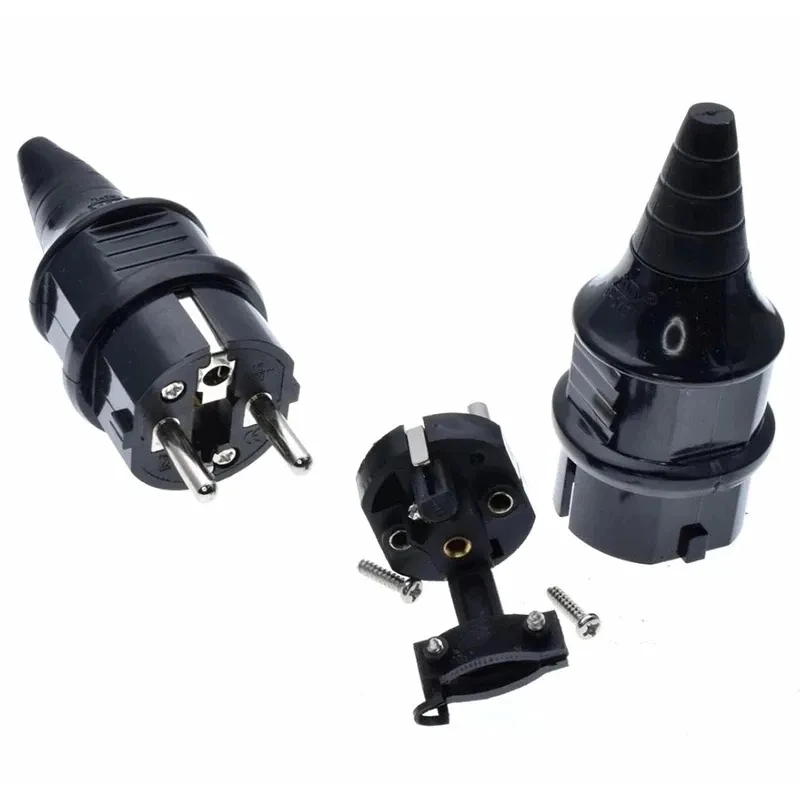 Imagem -04 - Plugues Elétricos Cabo de Extensão Adaptador de Alimentação Faça Você Mesmo Destacável Cabo Conector com Fio 4.8 mm ac 250v 16a Alemanha Europeu ue 10 Pcs