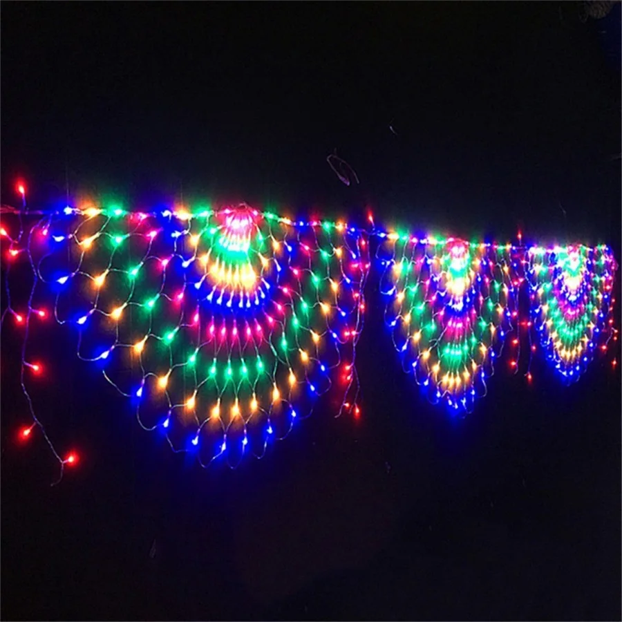 Outdoor Fee Garten Pfau Mesh LED Lichterketten 3m Weihnachts vorhang Girlande Lichter Dekor für Hochzeits feier Urlaub Beleuchtung