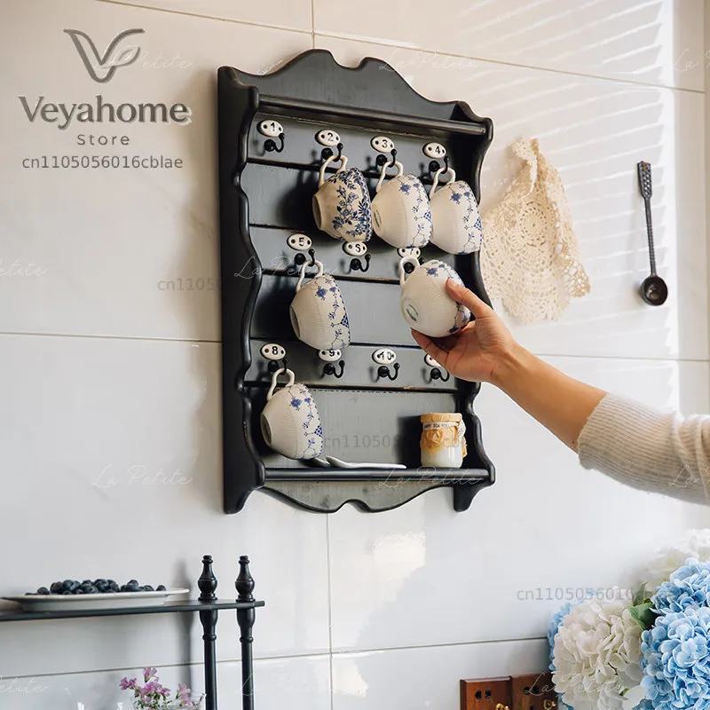 Retro cup wall decoration medieval home kitchen storage rack coffee shop display decorative rack