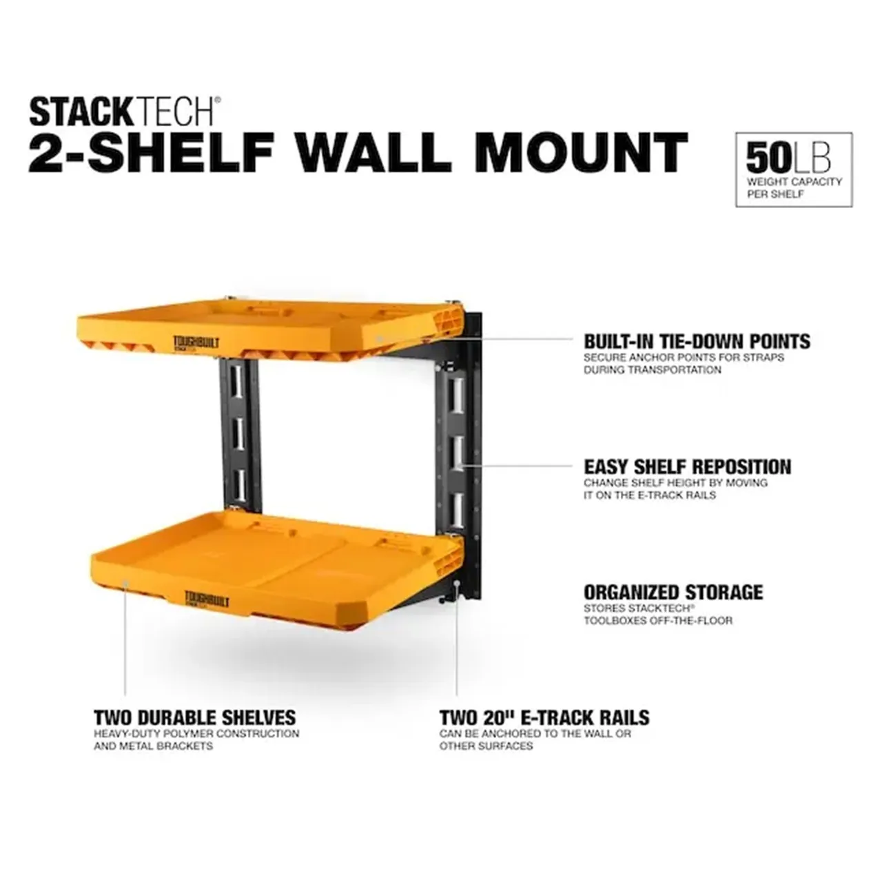 TOUGHBUILT TB-B1S3-M-20 Stacktech Shelves Wall Bracket Tool Accessories