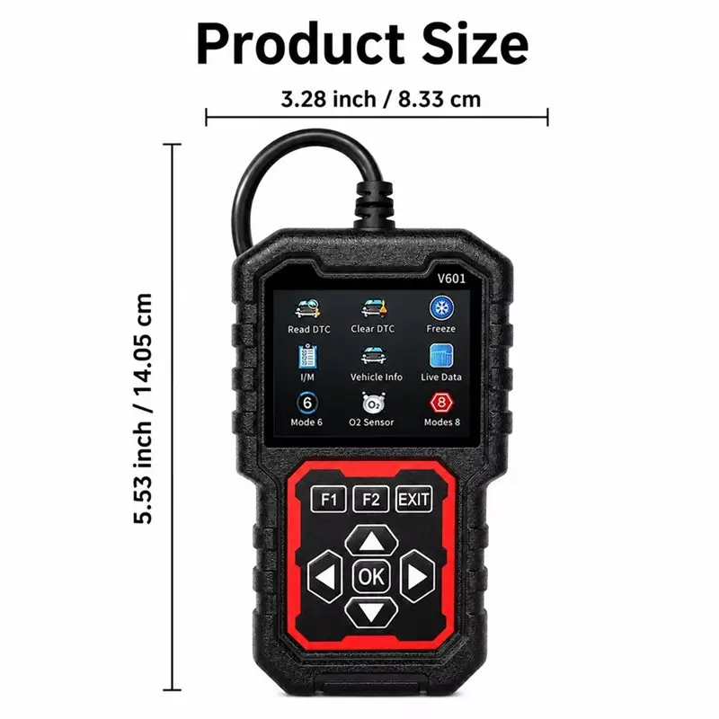 Stable-Obdii Diagnostic Scanner V601 Professional Car Tool Check Engine Light Reader Live Data O2 Monitor Emissions Readiness Te