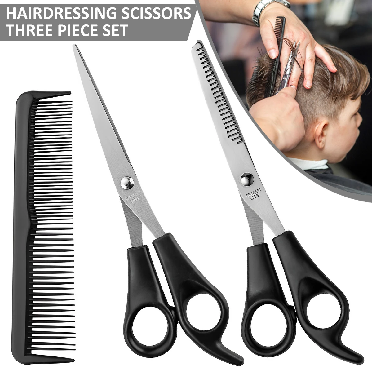 Hair Cutting Scissors Set Stainless Steel Thinning Scissor with Flat Scissor Comb Home Barber Salon Haircut Scissor Styling Tool