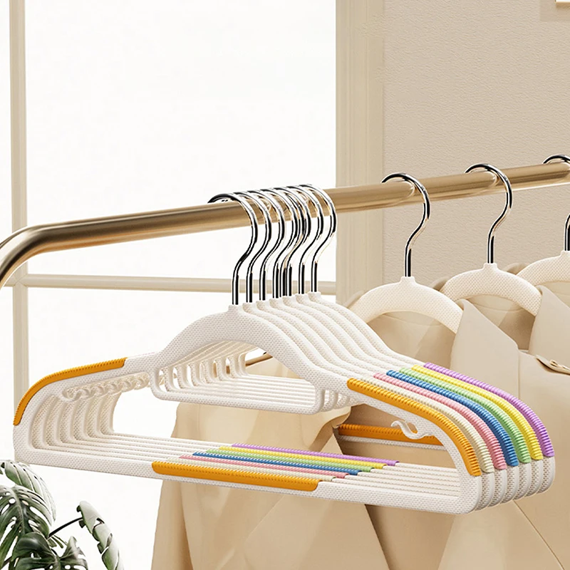10pcs Plastic Hanger Non-marking Non-slip Hanger Protective Clothes Anti-shoulder Corner Drying Clothes, Hanging Clothes