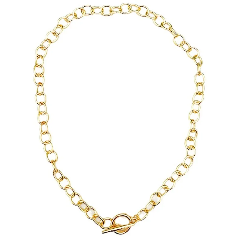 Collar de cadena gruesa con hebilla OT para mujer, cadena de clavícula ligera de lujo, diseño de nicho, superventas