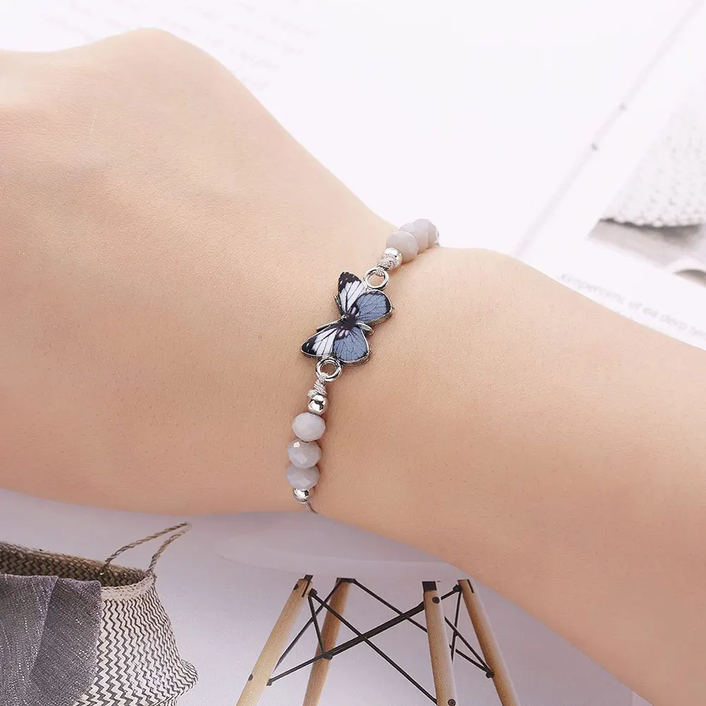 

12Pcs Woven Butterfly Bracelet Friendship Jewelry Crystal Beads Delicate Design Gift Accessory Butterflies Party Favors