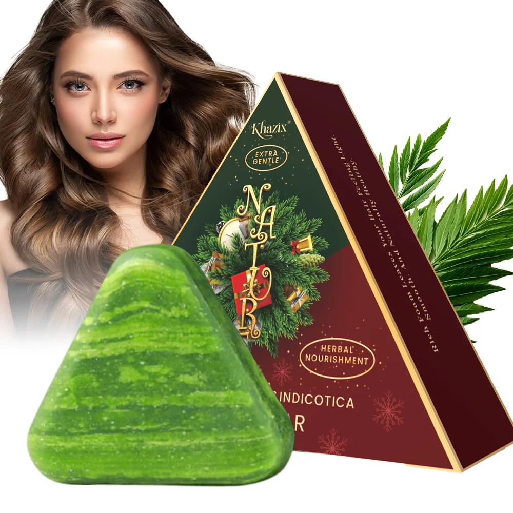 

Мыльный шампунь с зеленым треугольником и травой Усмана - твердый шампунь с натуральными листьями кипариса для ухода за натуральными травяными волосами, успокаивающий