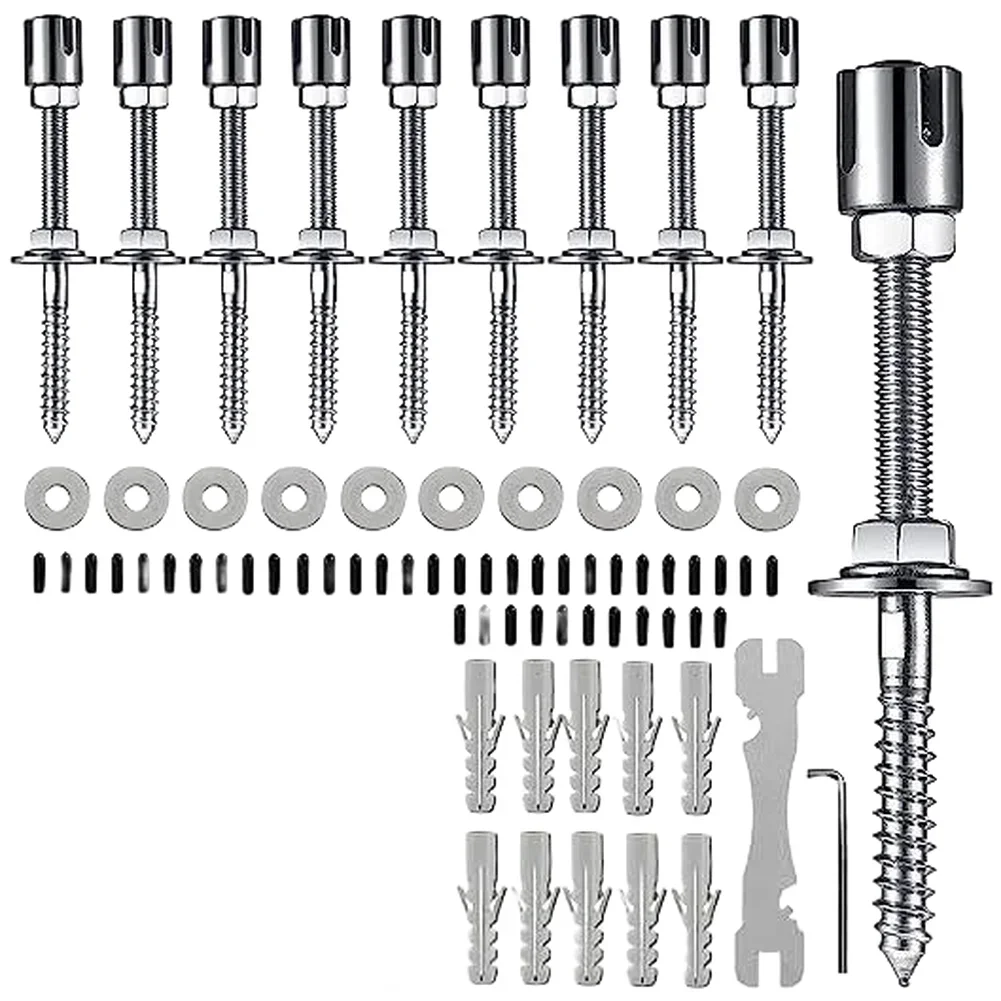52 Feet Stainless Steel Plant Training Wire with Cross Buckle Screws for Vertical Growth of Tomatoes and Cucumbers