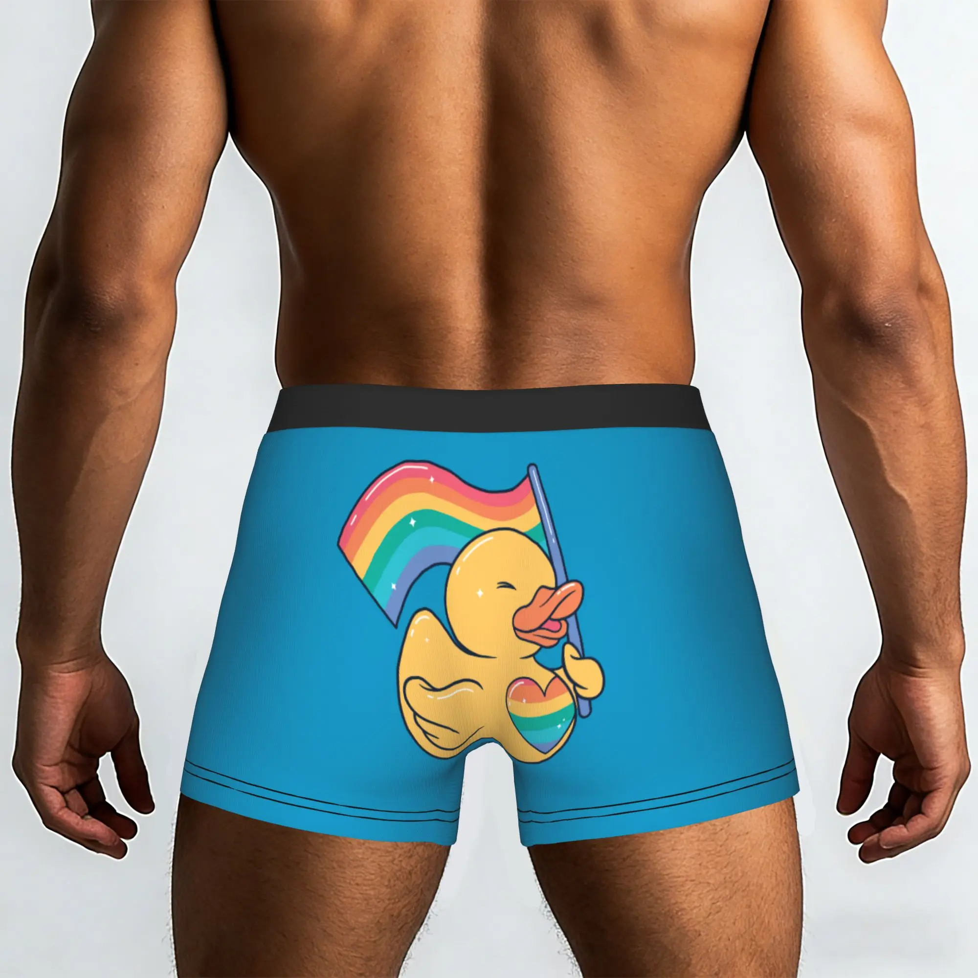 Custom Cute LGBT Rainbow Rubber Ducky Boxers Shorts Mens  Briefs Underwear Novelty Underpants