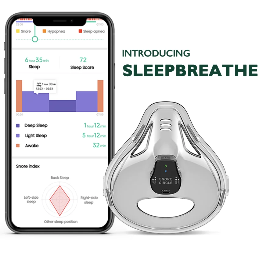 Sleepbreathe Home Sleep Apnea Monitor with App Breathing Tracker Snore Detector Portable 18.5g 16H Battery YS21