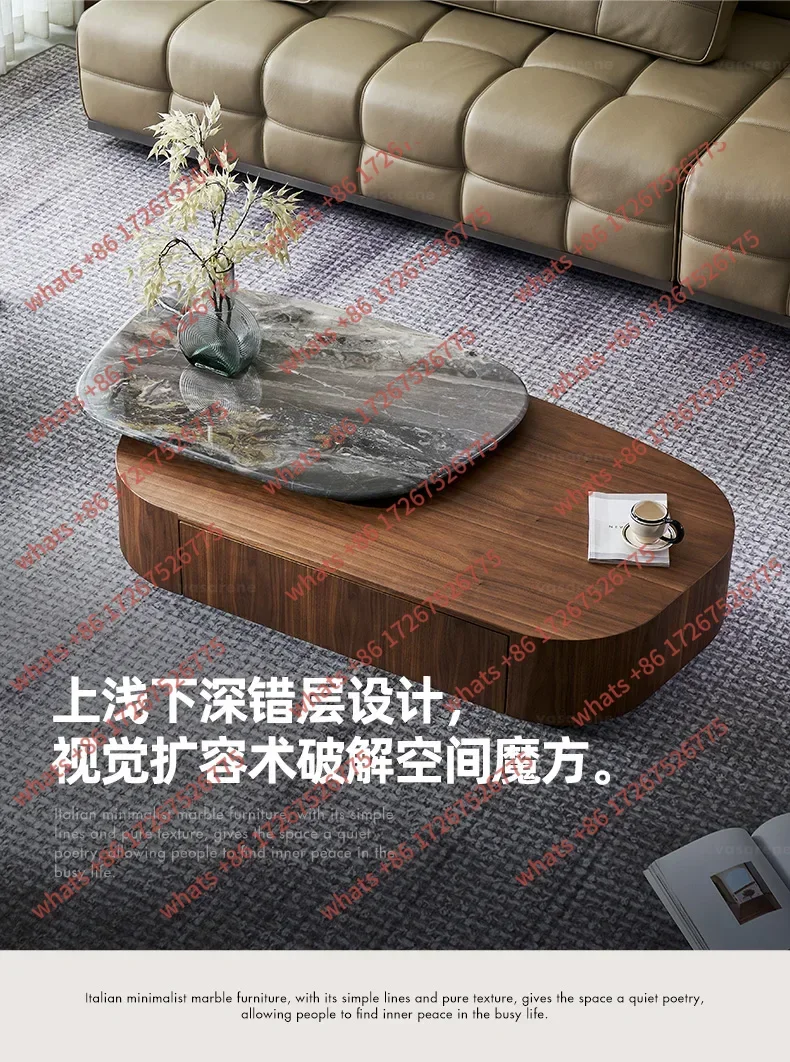 A High-end Italian minimalist living room special-shaped modern minimalist home high-end marble rotating coffee table