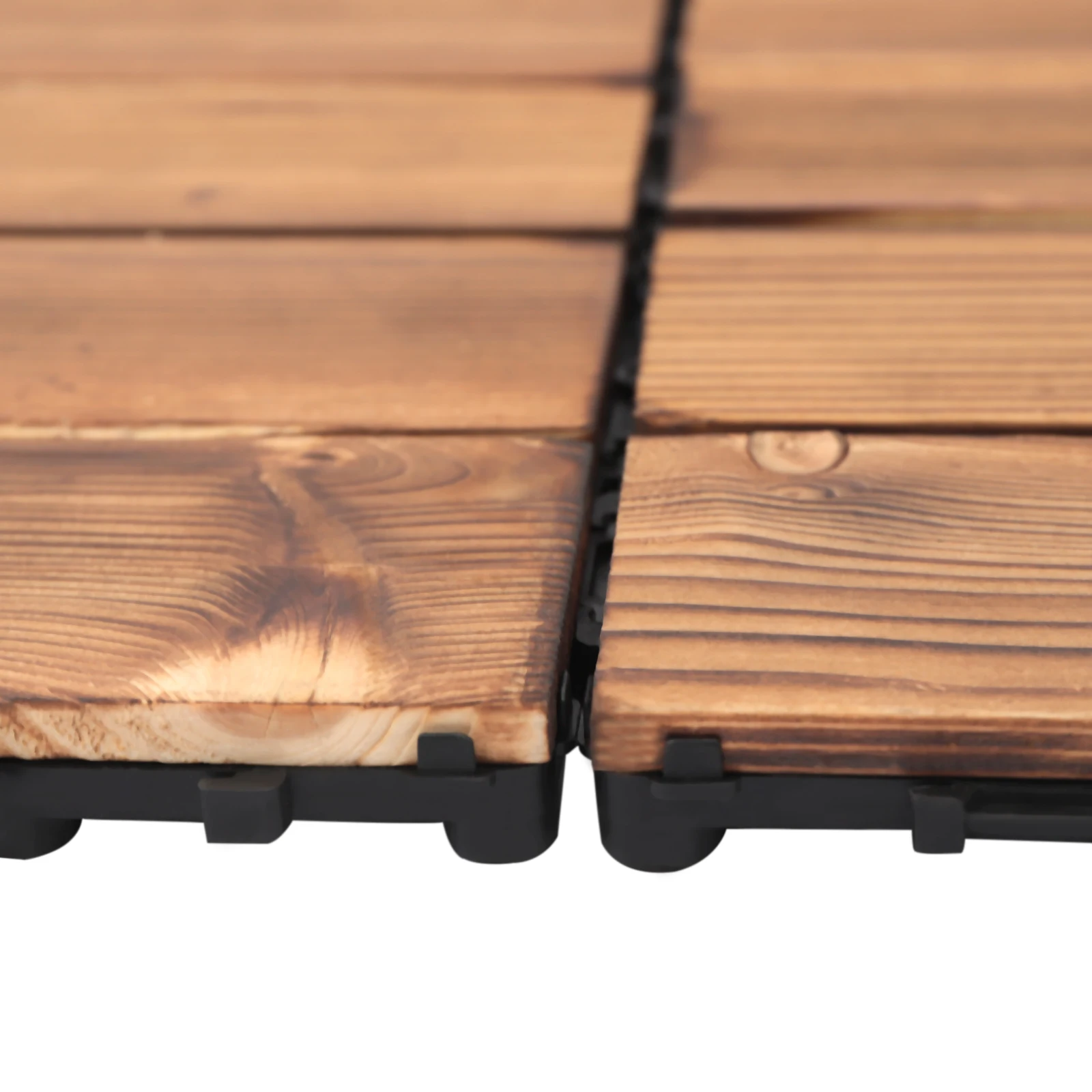 36 Pack Hardwood Interlocking Patio Deck Tiles, Indoor Outdoor Wood Flooring Interlocking Deck Tile DIY Patio Tiles Brown