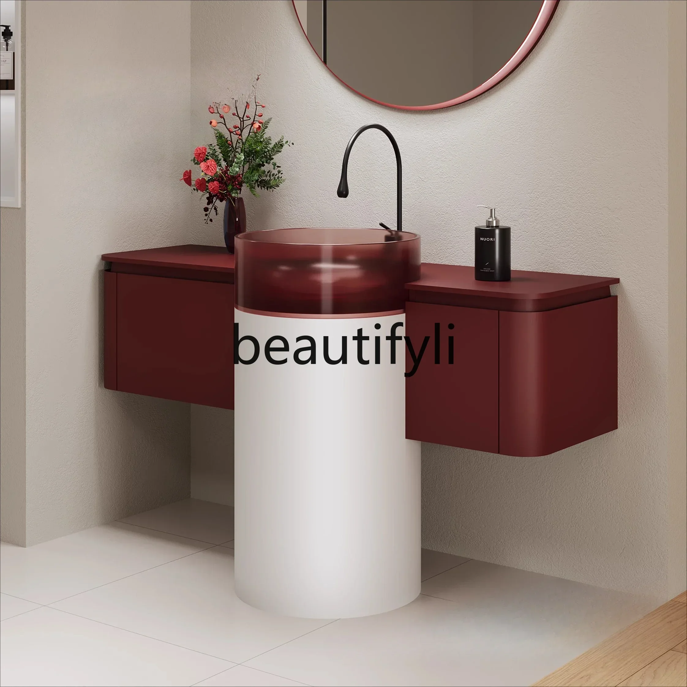 

ls 42Customized bathroom cabinet Modern simple hotel wind washstand Artificial stone resin column basin combination0420