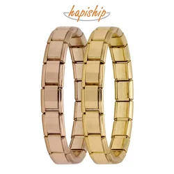 Hapiship Top Women's Girl Jewelry 9mm Width Itanlian Elastic Charm Bracelet  Fashion Stainless Steel Bangle Jewelry G096
