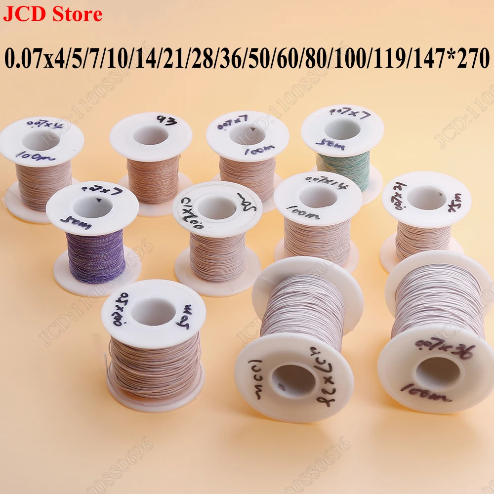 0,07x4/5/7/10/14/21/28//36/50/147 żył Antena kopalniana Litz drut Wielopasmowa poliestrowa jedwabna koperta w oplocie wielopasmowym