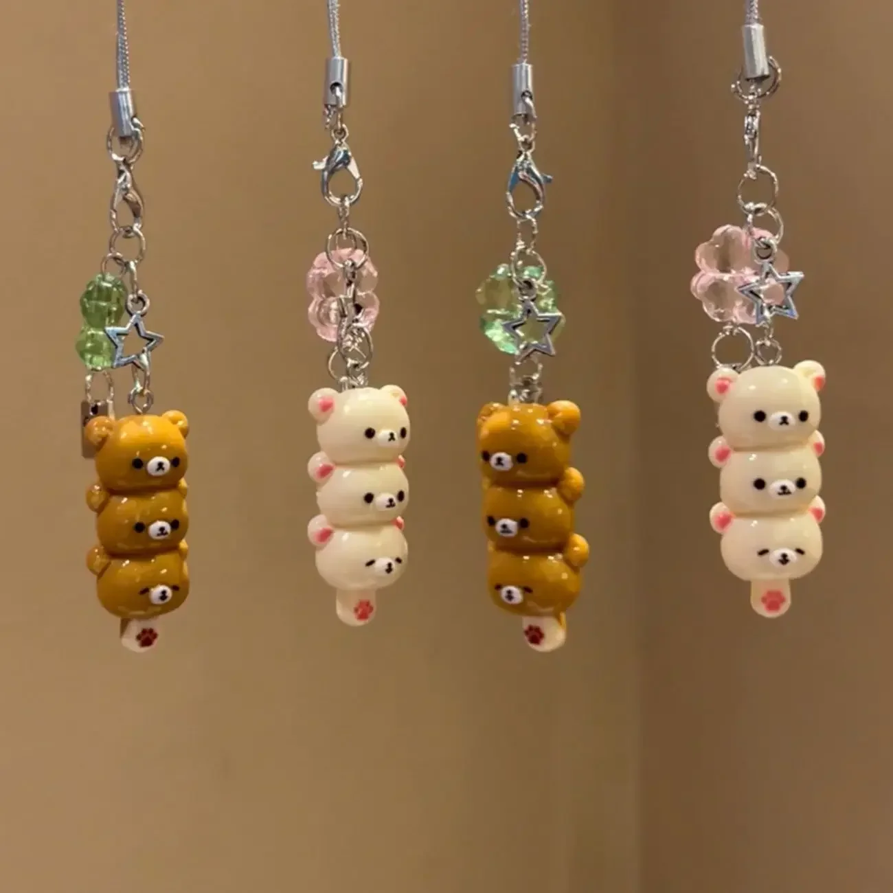 Pingentes de Telefone em Forma de Urso Fofo, Acessórios Kawaii de Anime para Chaves e Mochilas