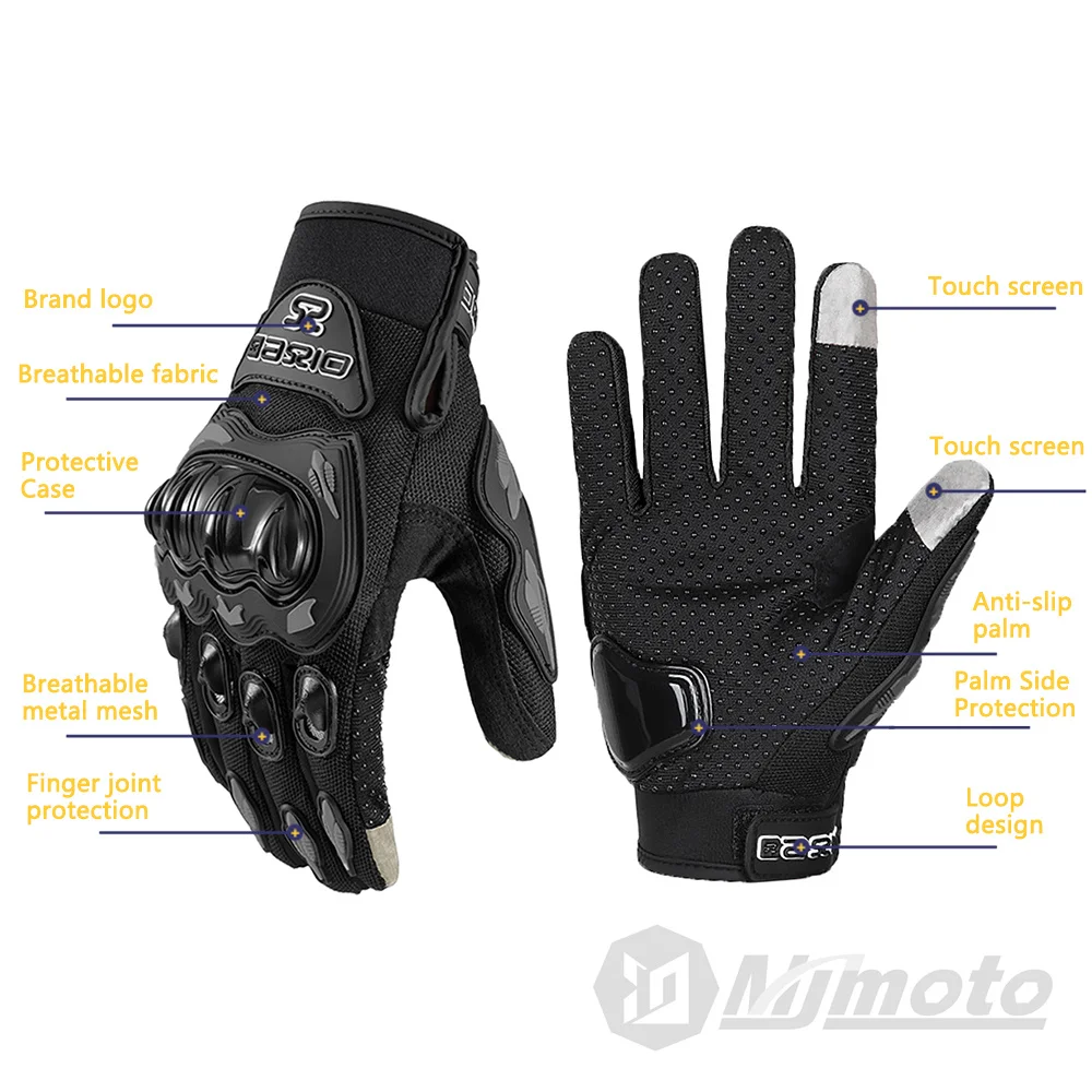 Gants de Moto Respirants à Doigts Complets, Résistants à l\'Usure, pour Course de Motocross, Écran Tactile, pour Motard, Été