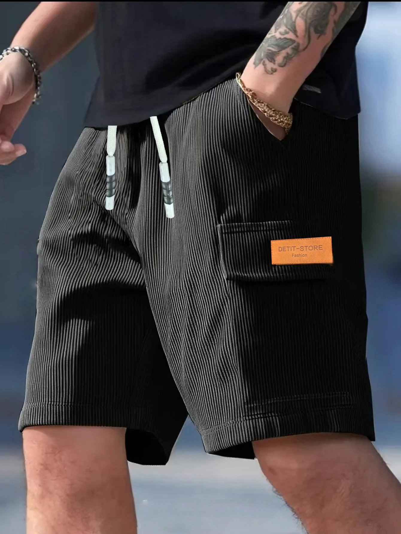 Pantaloncini da uomo in velluto a coste, Pantaloni casual da uomo, Pantaloncini da spiaggia da uomo, Pantaloncini sportivi da uomo, Nuovo tessuto strutturato alla moda, Pantaloni traspiranti, Adatto per abbigliamento casual quotidiano e sportivo