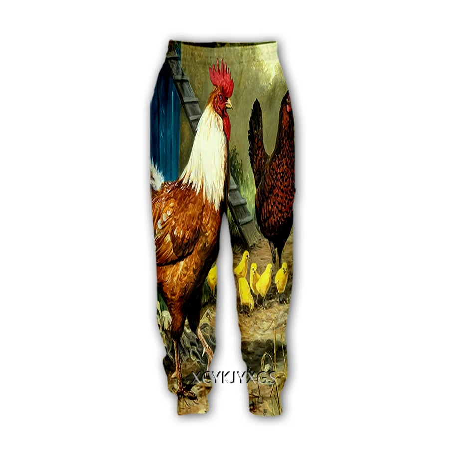 Phechion 3d novo homem/mulher animal frango arte impressão-calças casuais sweatpants em linha reta calças moletom jogging k144